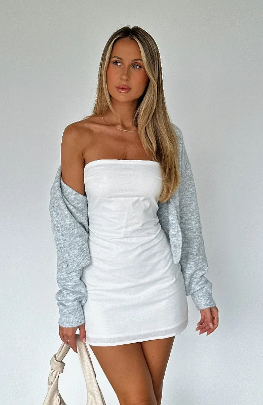 Mini dress with empire waist-No Stopping Her Mini Dress White