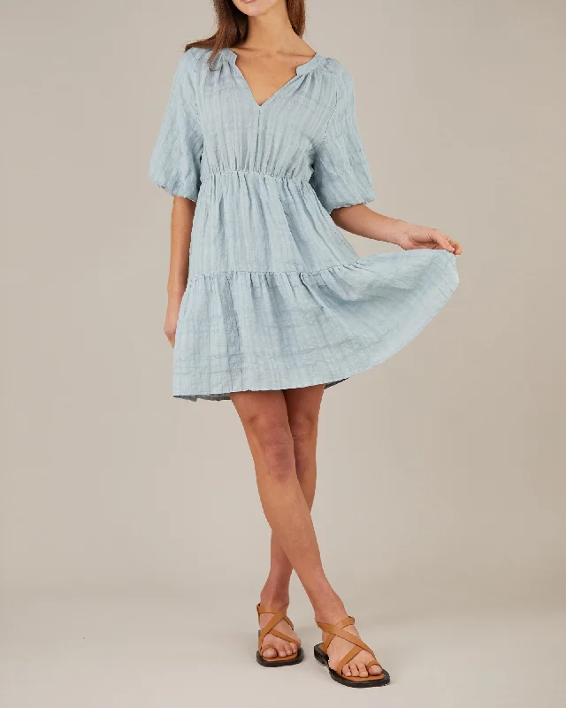 Mini dress with oversized fit-Pila Linen Mini Dress - Duckegg