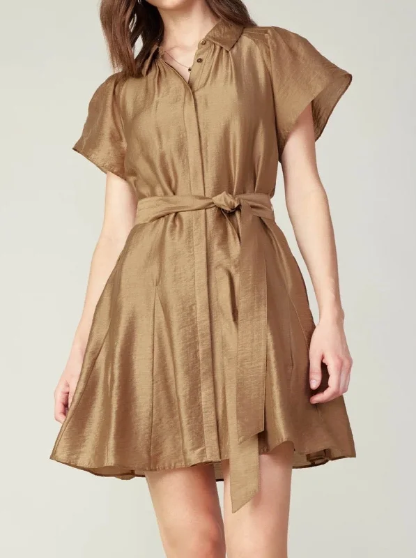 Mini dress with ruched sides-Espresso Mini Dress