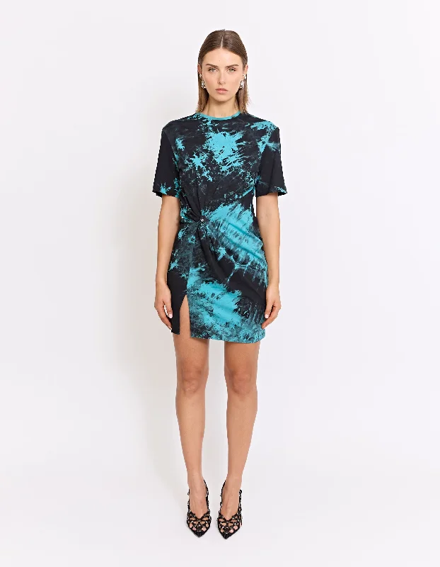 Mini dress with youthful look-CASPIAN MINI TWIST DRESS | SPLASH