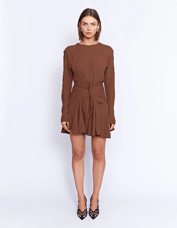 Mini dress with utility style-COLETTE MINI DRESS | CHOCOLATE