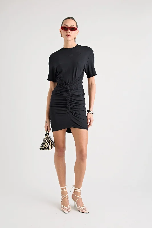 Mini dress with spaghetti straps-ANGELLO MINI DRESS | BLACK