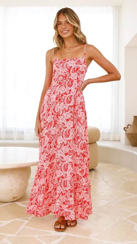 Maxi dress with trumpet sleeves-Jaylene Maxi Dress - Paisley Print