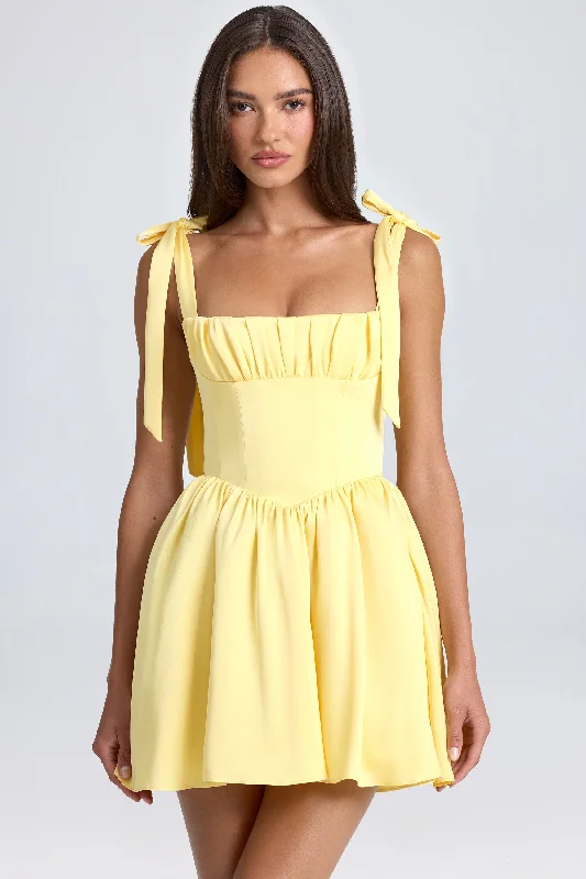 Mini dress with button front-Draped Corset Mini Dress in Lemon Sherbet