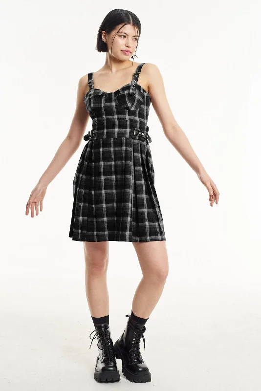 Mini dress with classic stripes-Monarch Check Corset Mini Dress