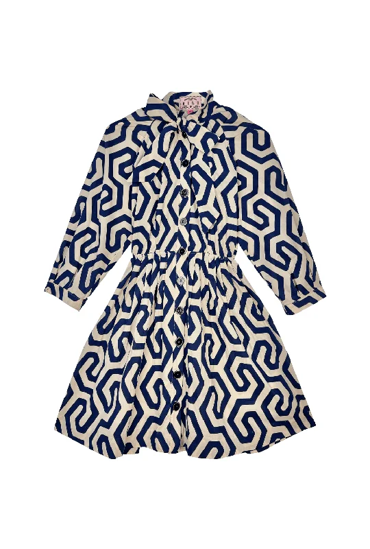 Mini dress with shimmer effect-MINI 9 to 5 Shirtdress - Blue Geo