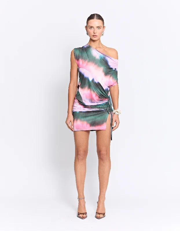 Mini dress with trumpet sleeves-CALLOWAY REVERSIBLE MINI DRESS | PINK HAZE