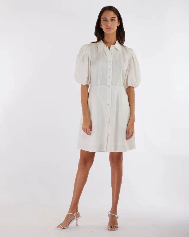 Mini dress with empire waist-Julius Linen Mini Dress - White