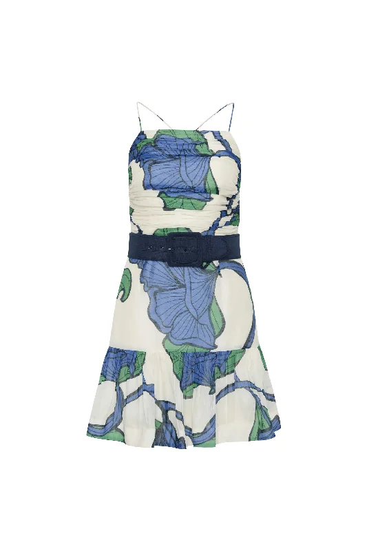 Mini dress with sheer panels-Blue Ivy Strap Mini Dress