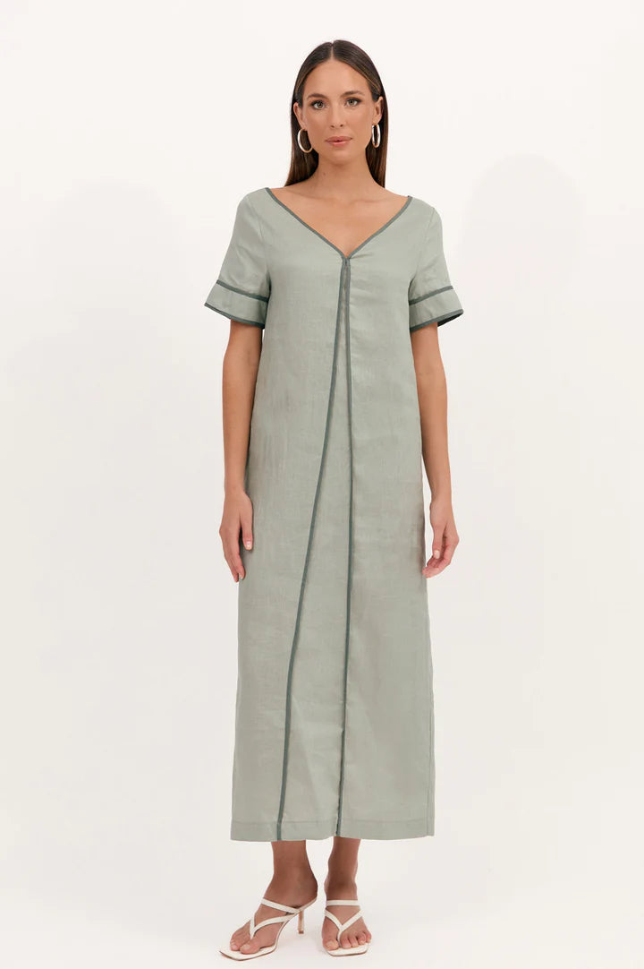 Maxi dress with bustier top-Juniper Contrast Maxi Dress - Sage