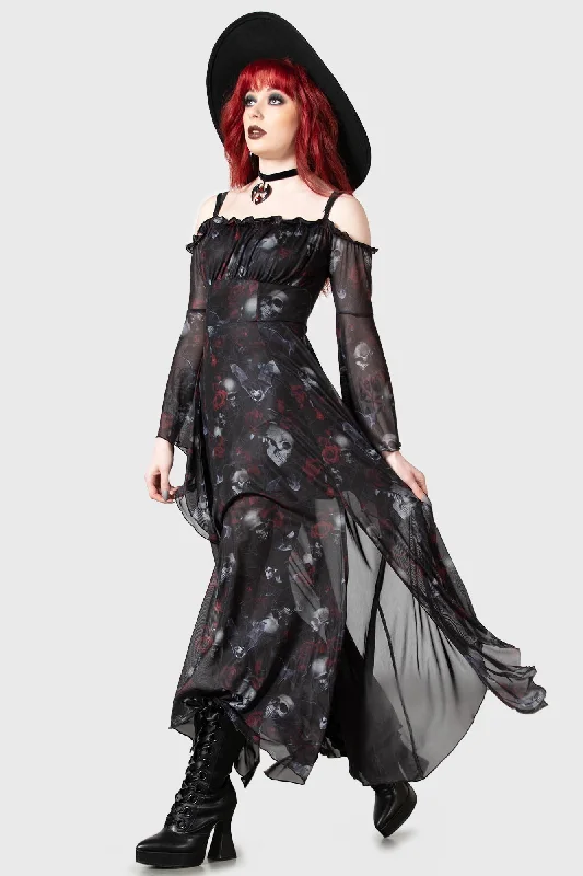 Maxi dress with romantic style-Mystic Meadow Mesh Maxi Dress - Resurrect