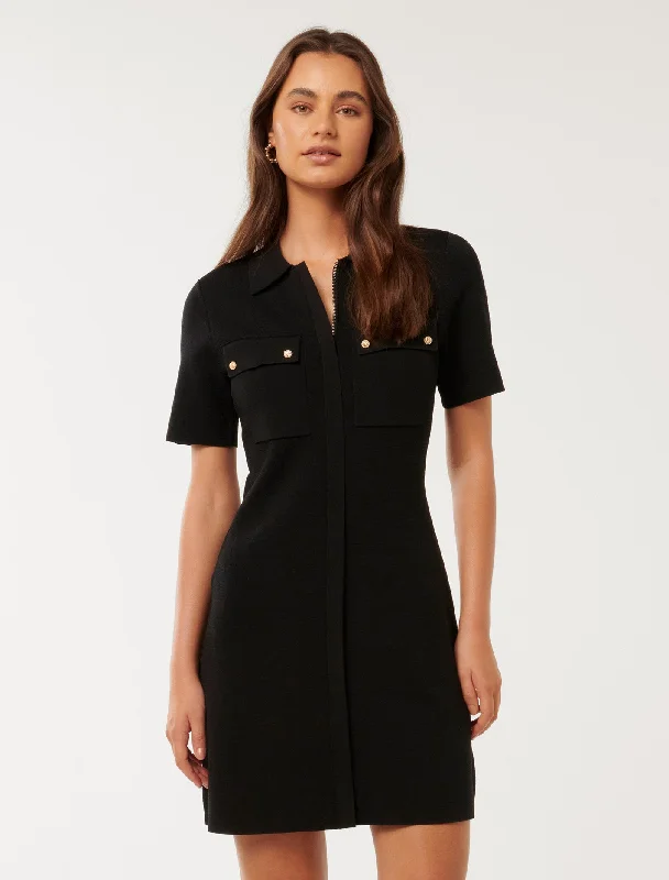 Mini dress with zen vibes-Lucy Crepe Mini Dress