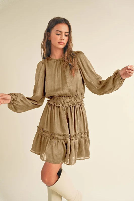 Mini dress with drawstring waist-Ash Satin Mini Dress