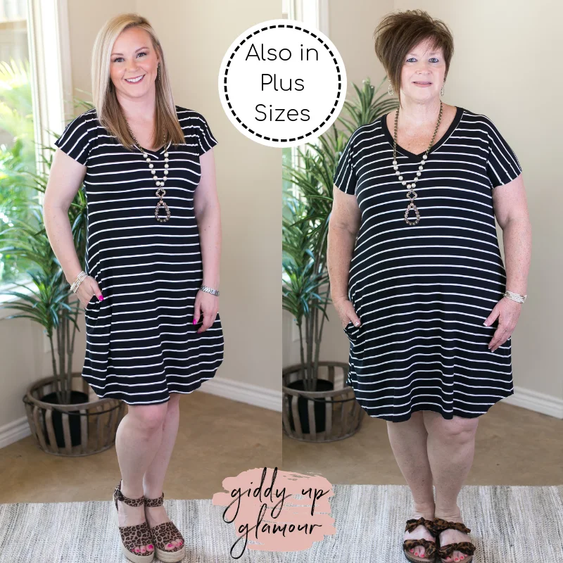 Mini dress with bustier top-Last Chance Size Small | Beyond Reason Stripe Tee Shirt Dress in Black