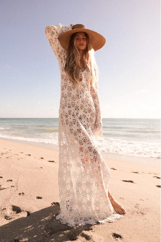 Maxi dress with retro flair-Lorne Cotton Crochet Maxi Dress