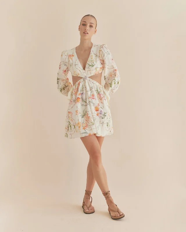 Mini dress with cold shoulder-Orangerie Long Sleeve Mini Dress