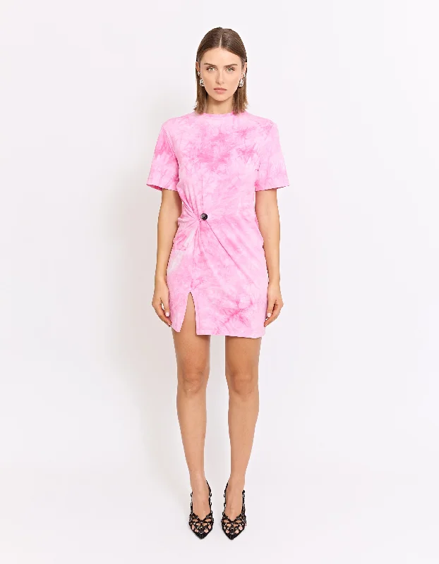 Mini dress with zen vibes-CASPIAN MINI TWIST DRESS | PINK