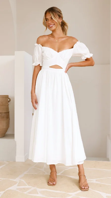 Maxi dress with tiered layers-Hulu Maxi Dress - White