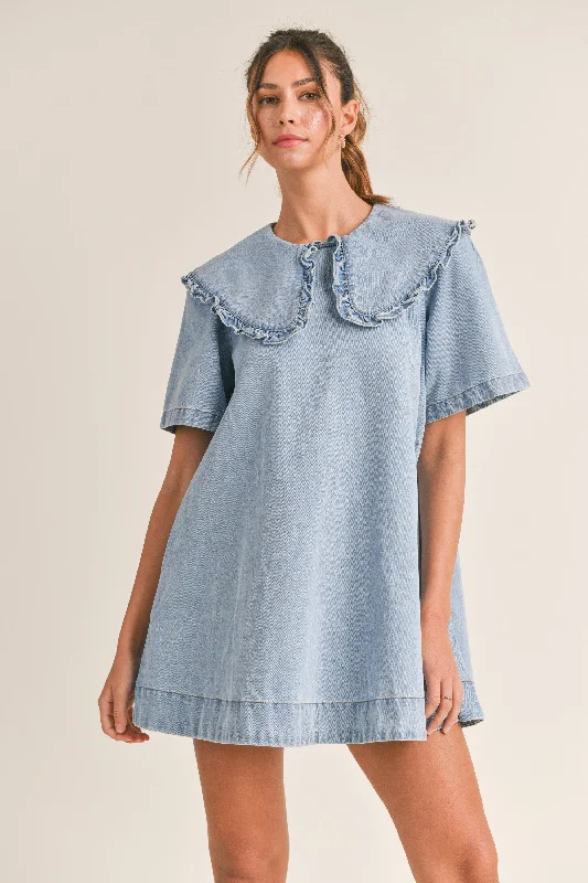 Mini dress with cut-out details-Peter Pan Denim Mini Dress