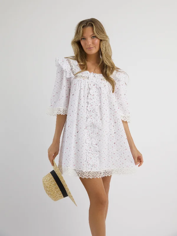 Mini dress with sweetheart neckline-French Rose Mini