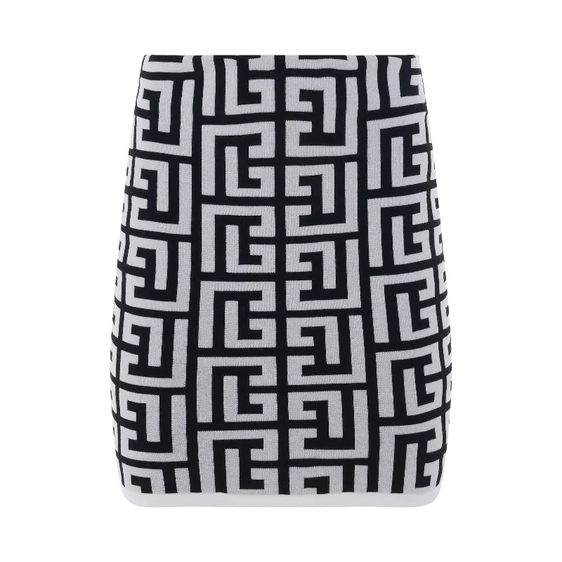 Maxi dress with quilted design-Maxi Monogram Short Skirt in Black/White