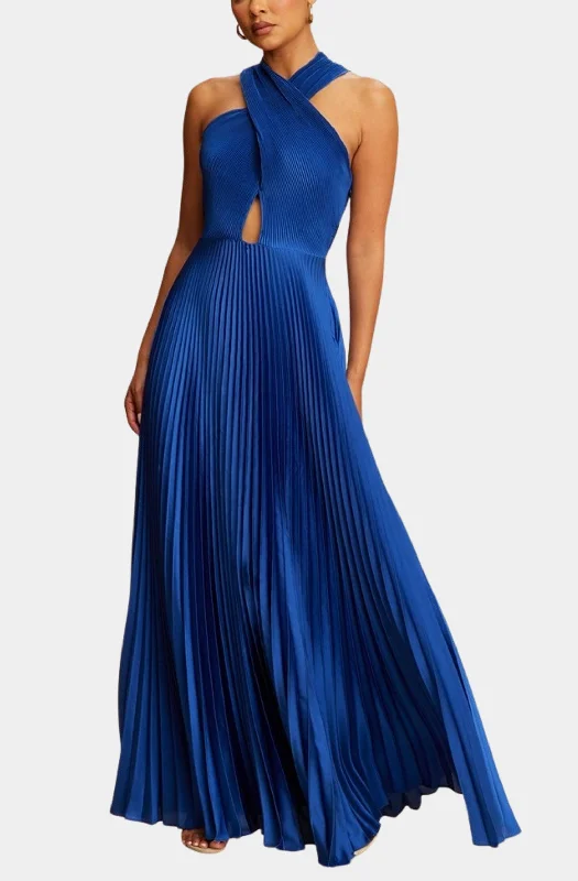 Maxi dress with knot front-Courtney Pleated Maxi Dress