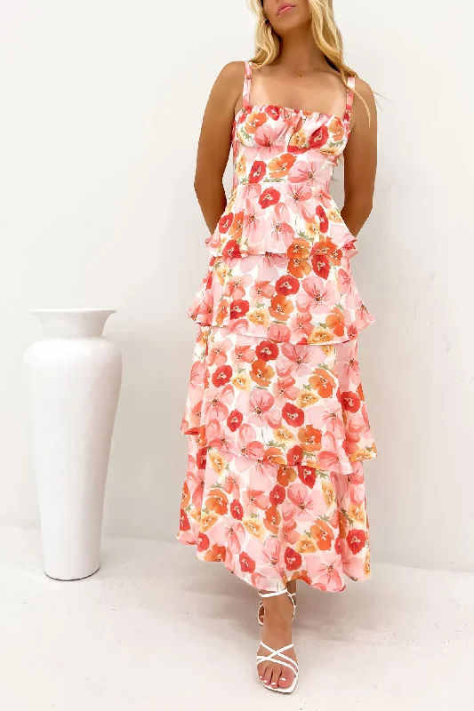 Maxi dress with high neckline-Griffin Maxi Dress Pink Floral