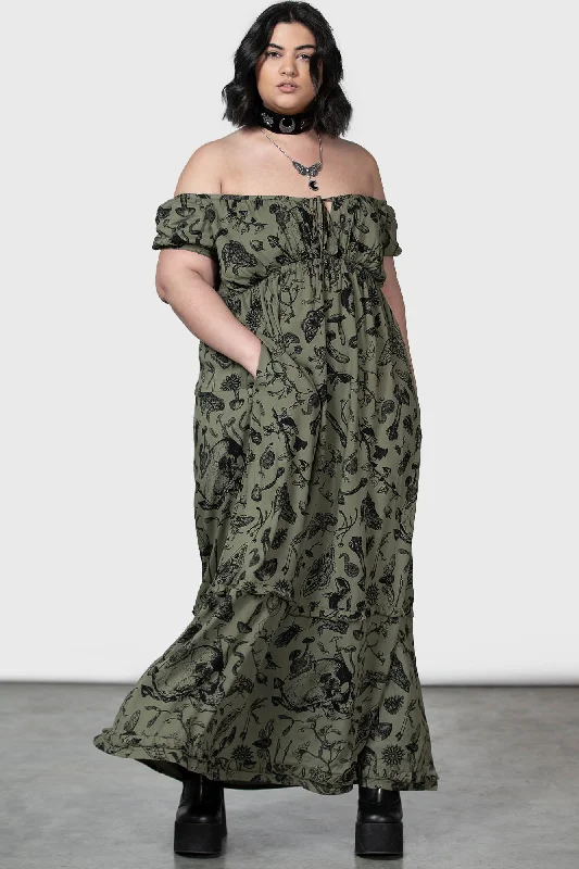 Maxi dress with ruffled hem-Forestine Maxi Dress [PLUS] - Resurrect