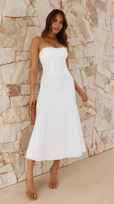 Maxi dress for cocktail parties-Sahana Maxi Dress - White