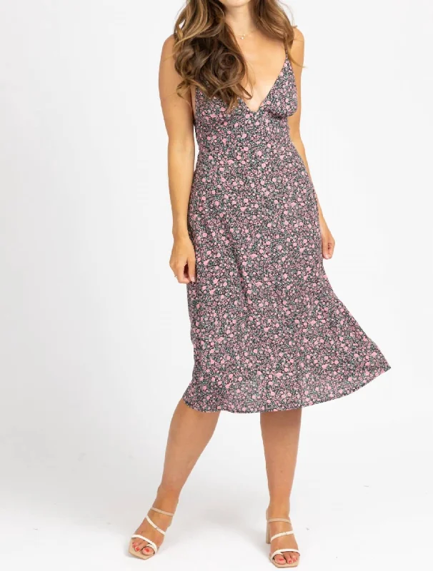 Midi dress with unique patterns-Triangle Midi Dress In Vintage Rose