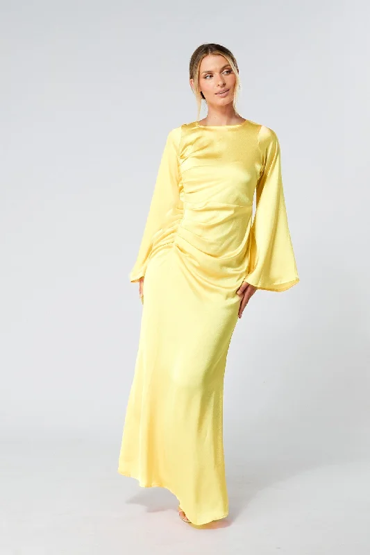 Maxi dress with unique patterns-Malika Yellow Maxi Dress