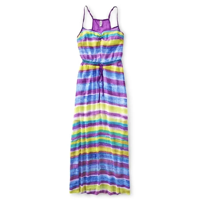 Maxi dress with retro vibe-Aeropostale Womens Chiffon Maxi Dress, Multicoloured, Medium