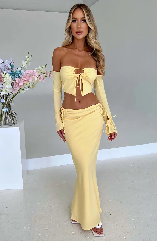 Maxi dress with formal elegance-Tana Maxi Skirt - Lemon