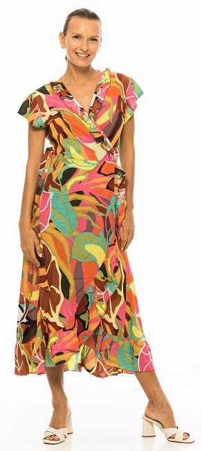 Maxi dress with frilly details-PM Long Croisee Wrap  Multi Clair Dress