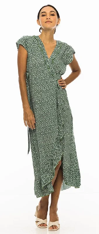 Maxi dress with flared skirt-PM Long Croisee Wrap Vert Clair Dress