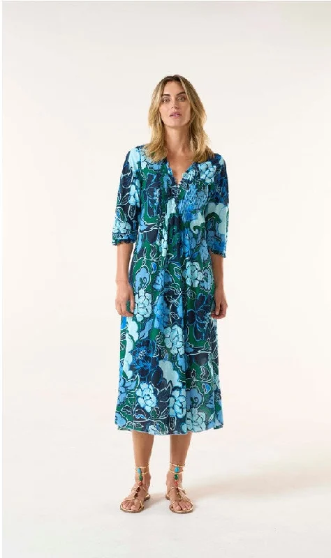 Maxi dress with bold colors-Lefkada long poppy navy