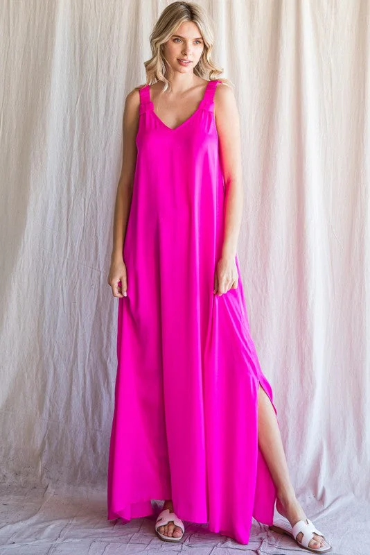 Maxi dress with satin fabric-All The Details Maxi