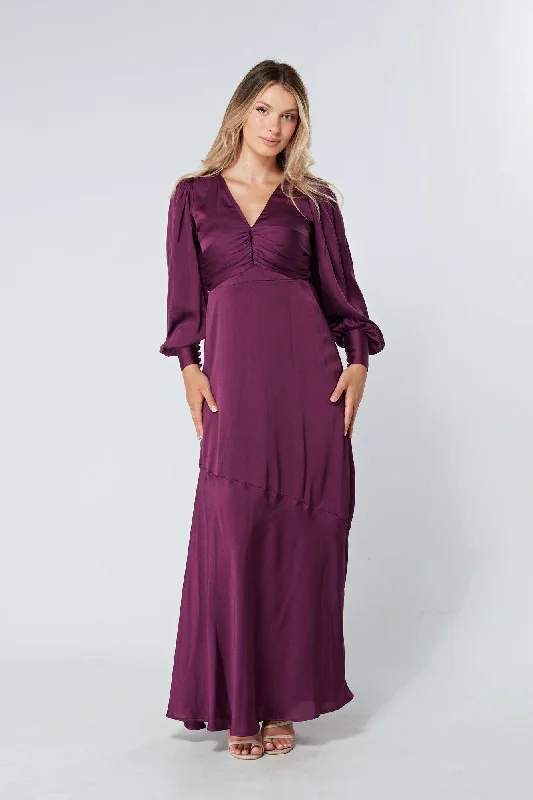 Maxi dress with halter neck-Naomi Purple Maxi Dress