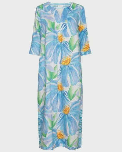 Maxi dress with iridescent finish-NOLOGO Denim flower pint linen maxi dress