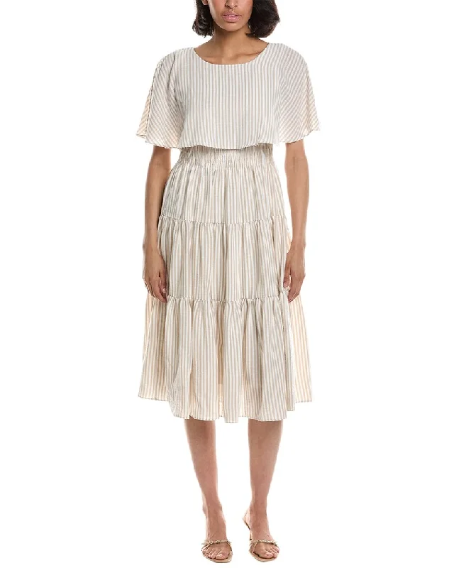 Midi dress with vintage inspiration-Maison Tara Tiered Linen-Blend Midi Dress