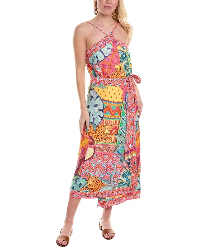 Midi dress with romantic style-FARM Rio Summer Tapestry Wrap Midi Dress