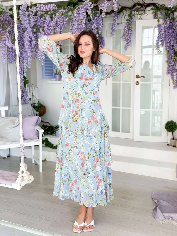 Maxi dress with unique patterns-Blooming Star Long Dress