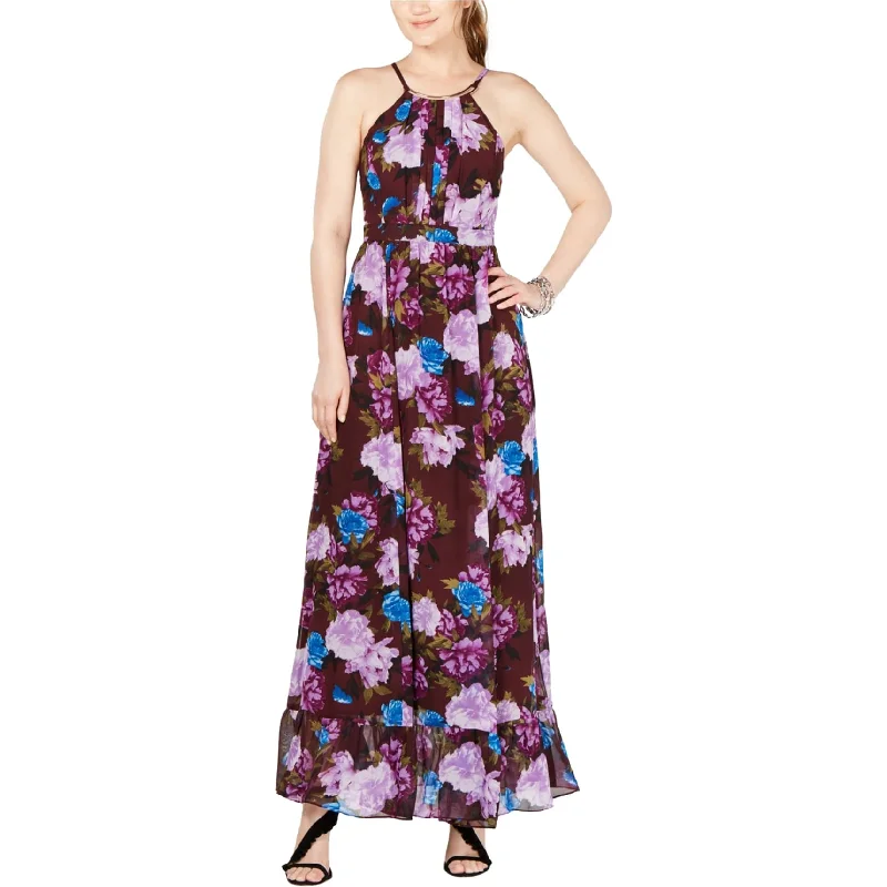 Maxi dress with satin fabric-I-N-C Womens Necklace Maxi Dress, Purple, 18