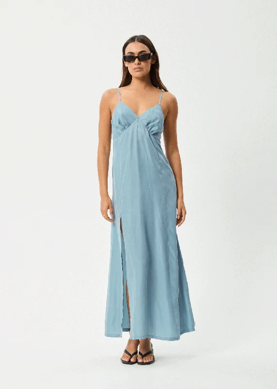 Maxi dress with casual comfort-AFENDS Womens Delia - Cupro Maxi Dress - Ether Blue