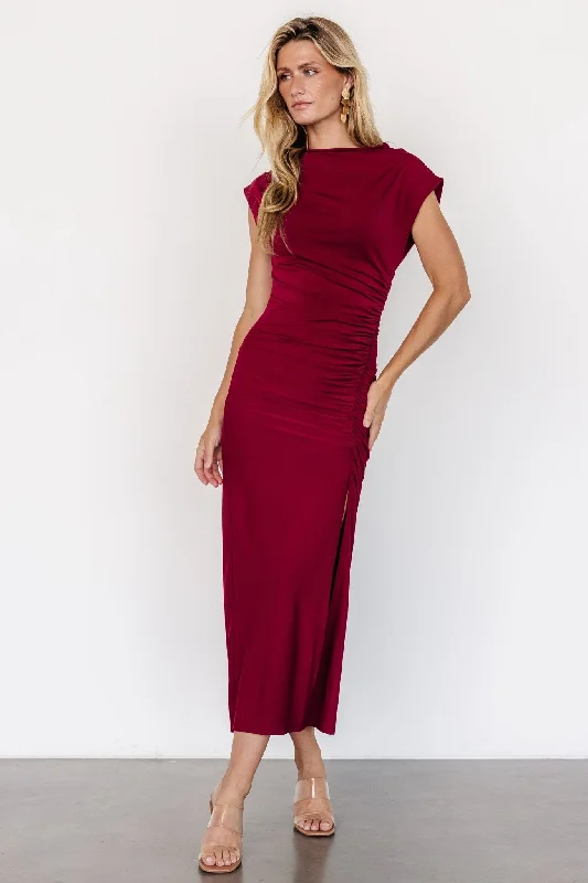 Maxi dress with casual comfort-Sasha Ruched Maxi Dress | Berry