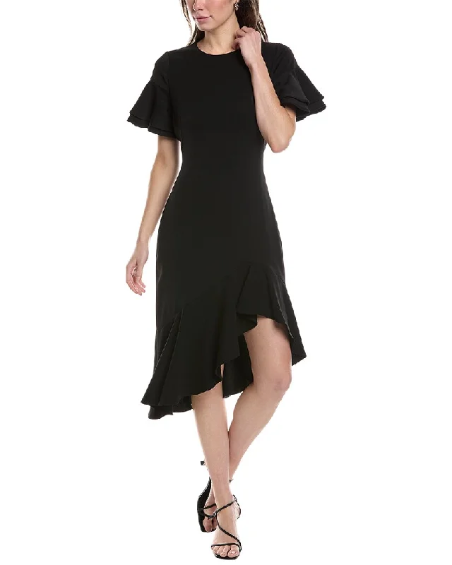 Midi dress with plunging neckline-Black Halo Ruiz Midi Dress