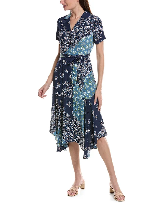 Midi dress with V-neckline-Nanette Nanette Lepore Printed Crepe Chiffon Midi Dress