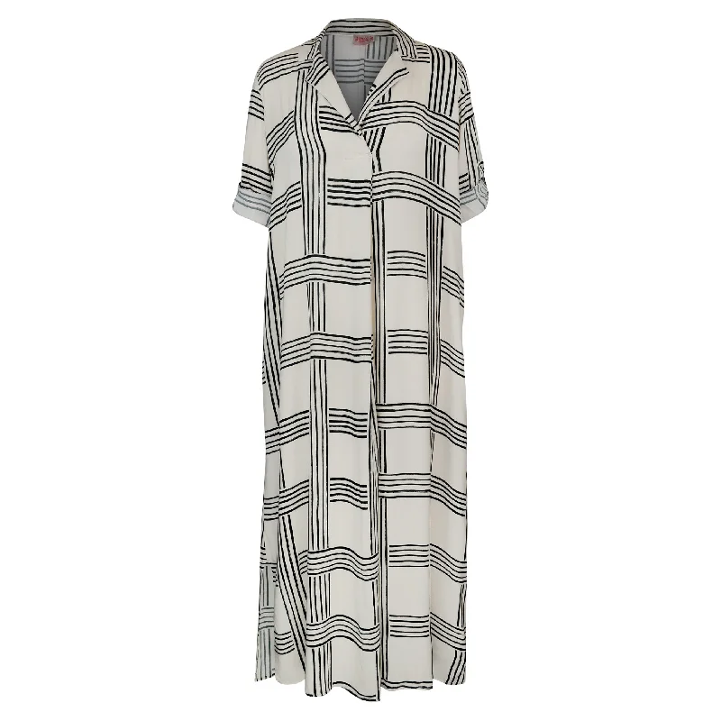 Maxi dress with V-neckline-Juniper Kaftan Dress Blk Check