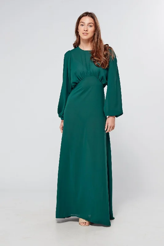 Maxi dress with zigzag pattern-Essina Green Maxi Dress