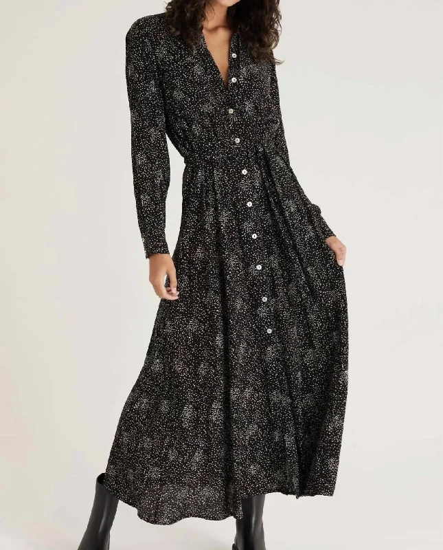 Midi dress with floral print-Phoenix Dot Midi Dress in Black